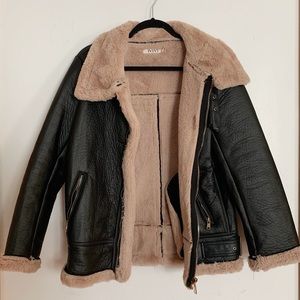 Contrast Faux Fur Lined Aviator
